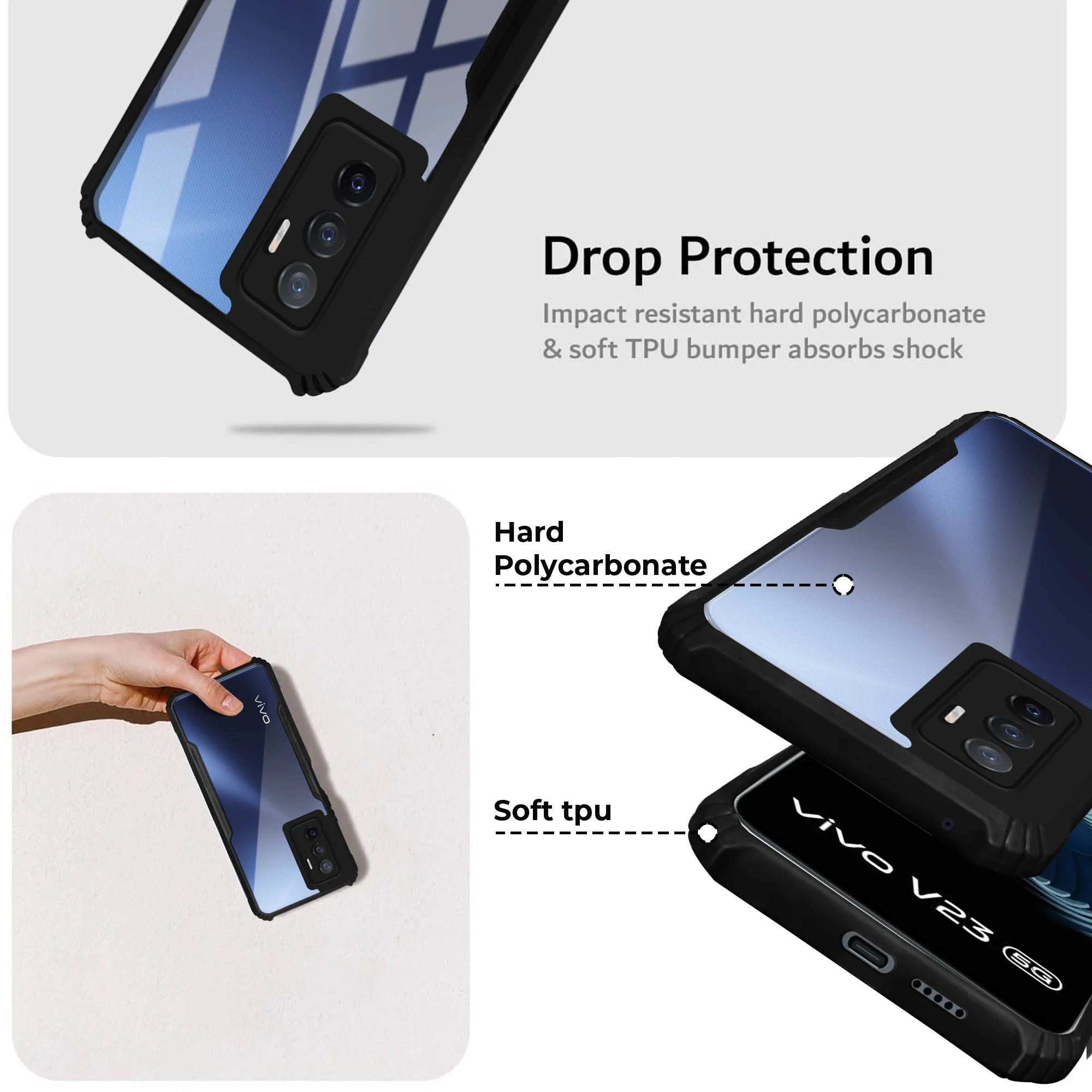 Premium Acrylic Transparent Back Cover for Vivo V23E 5G - Image 4