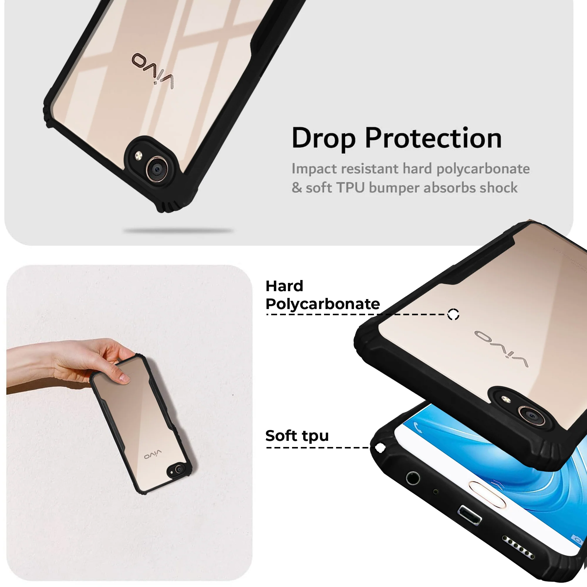 Premium Acrylic Transparent Back Cover for Vivo V5 - Image 3