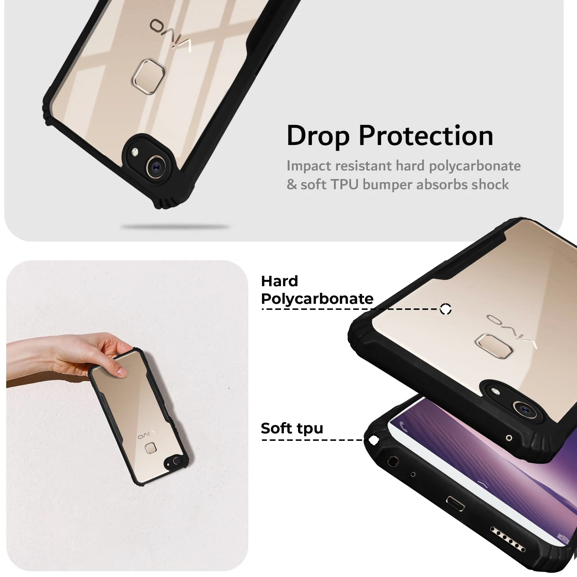 Premium Acrylic Transparent Back Cover for Vivo V7 Plus - Image 4