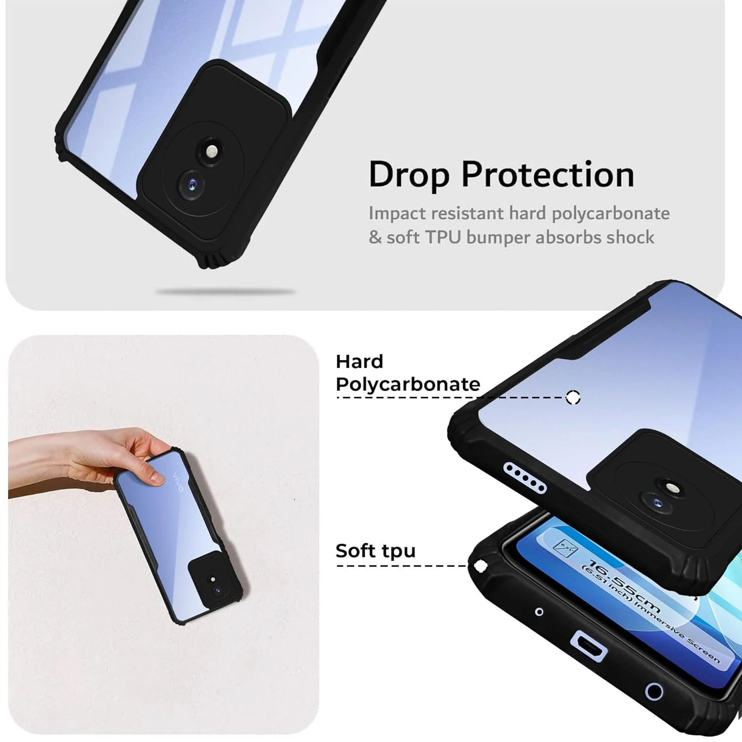 Premium Acrylic Transparent Back Cover for Vivo Y02 - Image 4