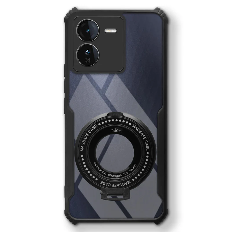 Premium Acrylic Transparent Case with Matte Ring Holder Kickstand Back Cover for iQOO Z9 5G - Image 3