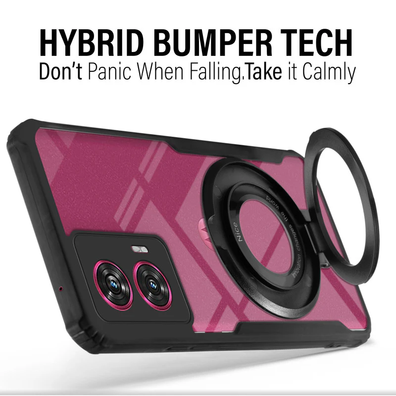 Premium Acrylic Transparent Case with Matte Ring Holder Kickstand Back Cover for Motorola Edge 50 Fusion - Image 4