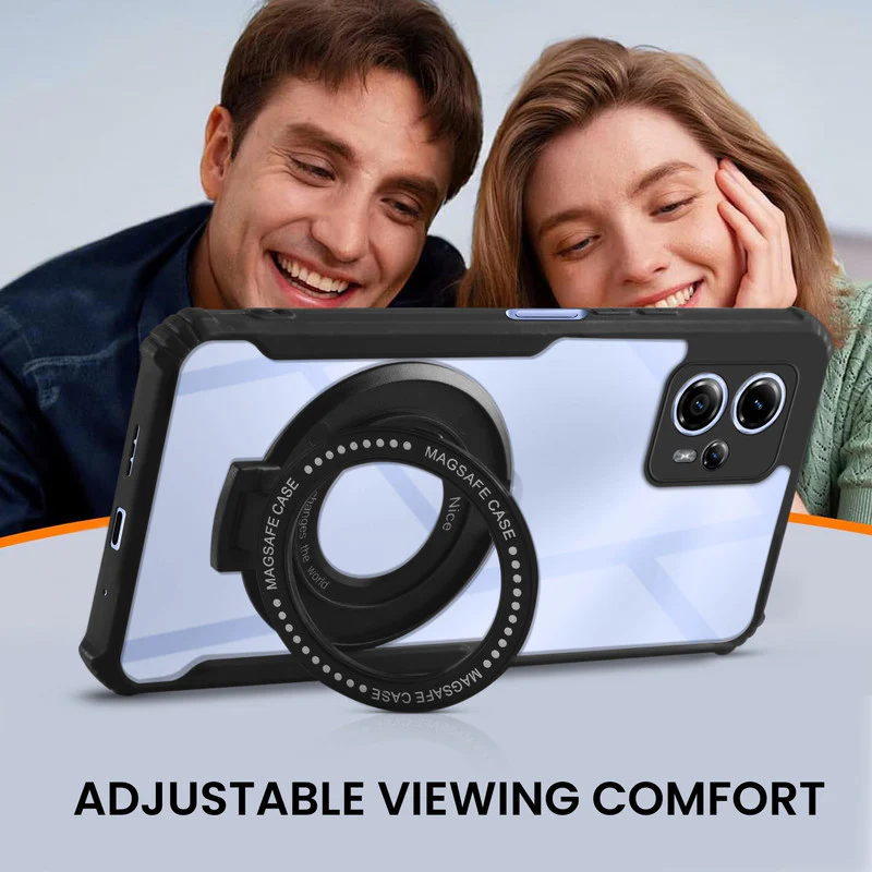 Premium Acrylic Transparent Case with Matte Ring Holder Kickstand Back Cover for Motorola Moto G13 - Image 5