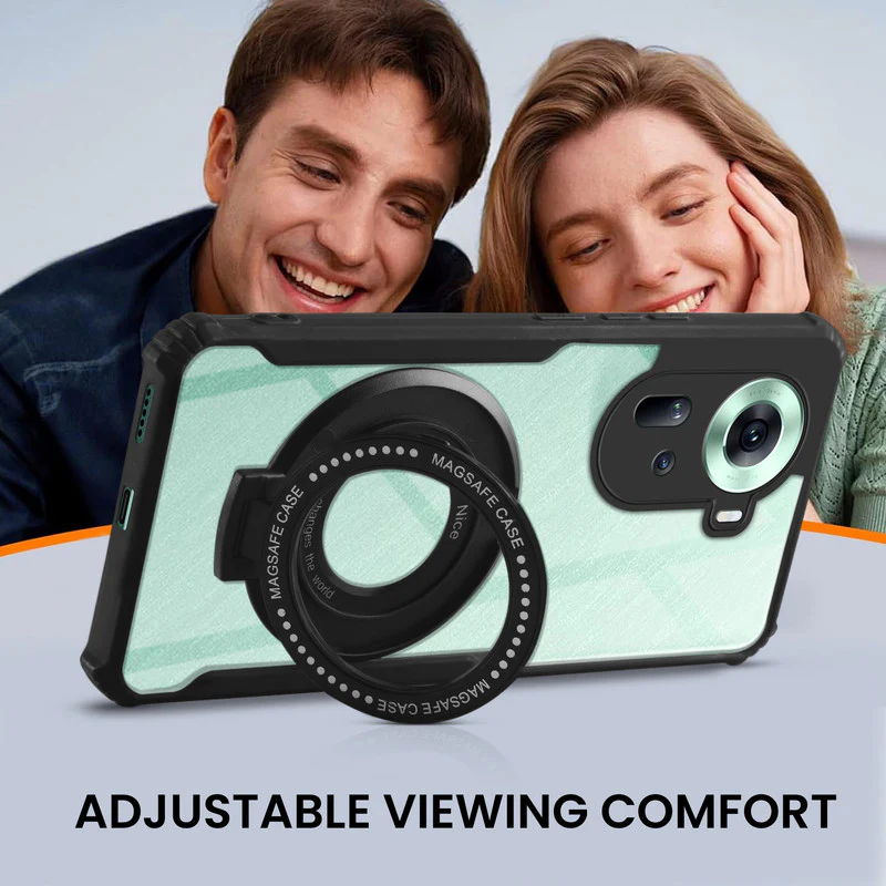 Premium Acrylic Transparent Case with Matte Ring Holder Kickstand Back Cover for Oppo Reno 11 5G - Image 5