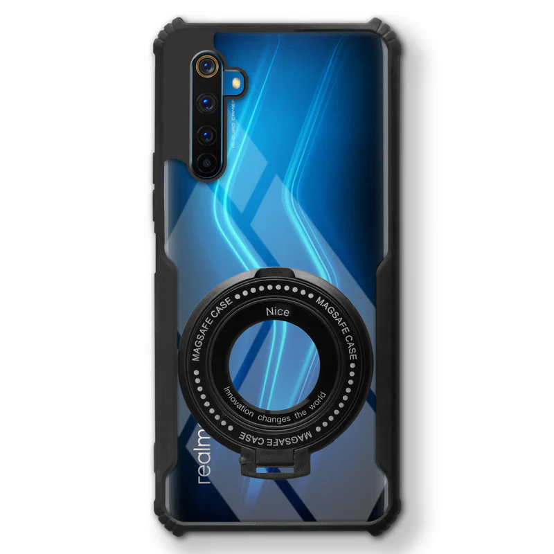 Premium Acrylic Transparent Case with Matte Ring Holder Kickstand Back Cover for Realme 6 Pro - Image 3