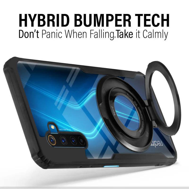 Premium Acrylic Transparent Case with Matte Ring Holder Kickstand Back Cover for Realme 6 Pro - Image 4