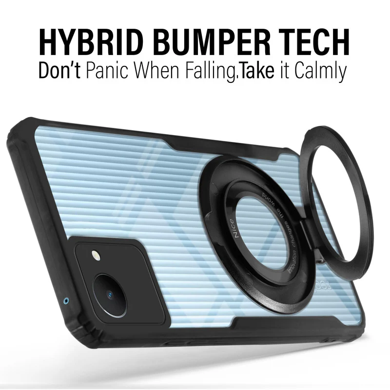 Premium Acrylic Transparent Case with Matte Ring Holder Kickstand Back Cover for Realme C30 - Image 4