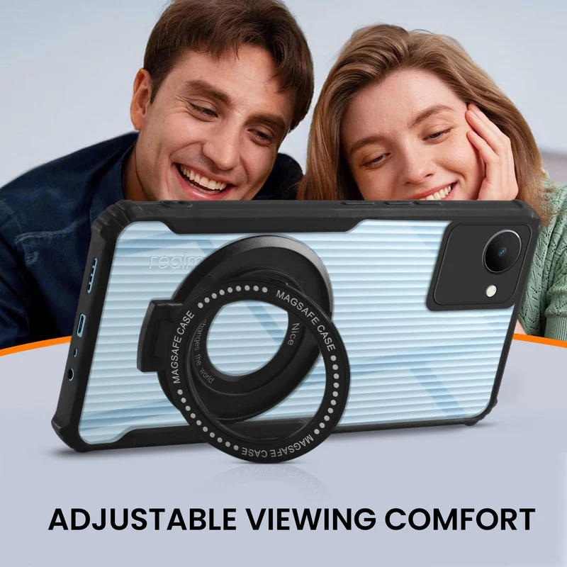 Premium Acrylic Transparent Case with Matte Ring Holder Kickstand Back Cover for Realme C30 - Image 5