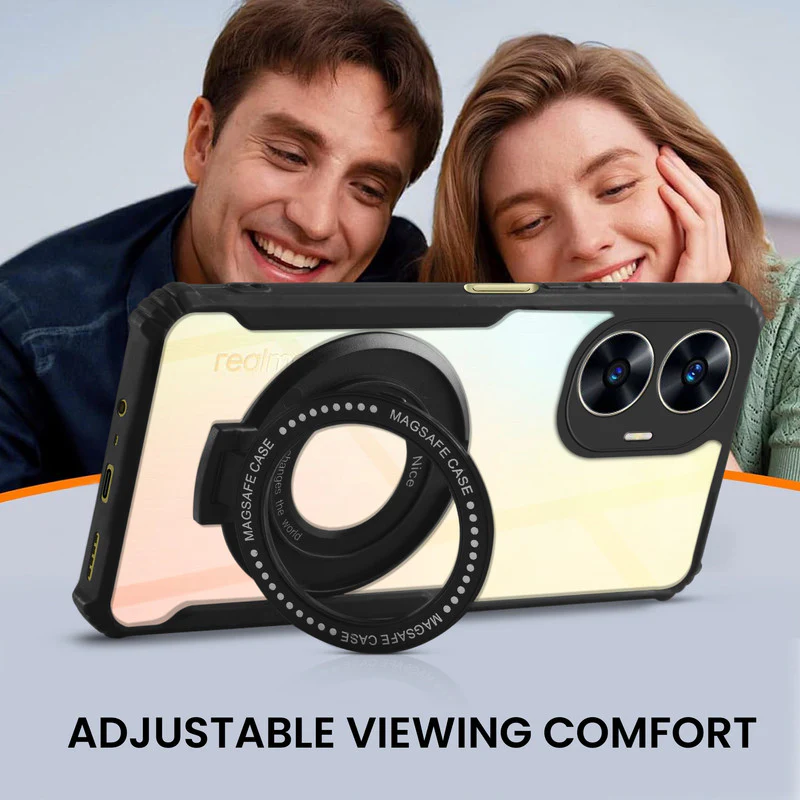 Premium Acrylic Transparent Case with Matte Ring Holder Kickstand Back Cover for Realme C55 - Image 5