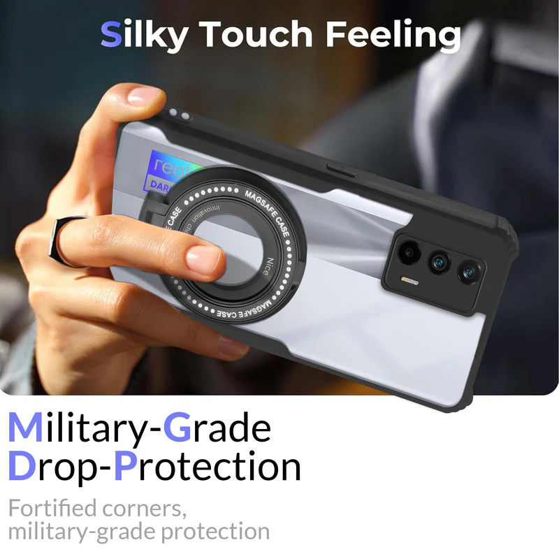 Premium Acrylic Transparent Case with Matte Ring Holder Kickstand Back Cover for Realme X7 Max - Image 6