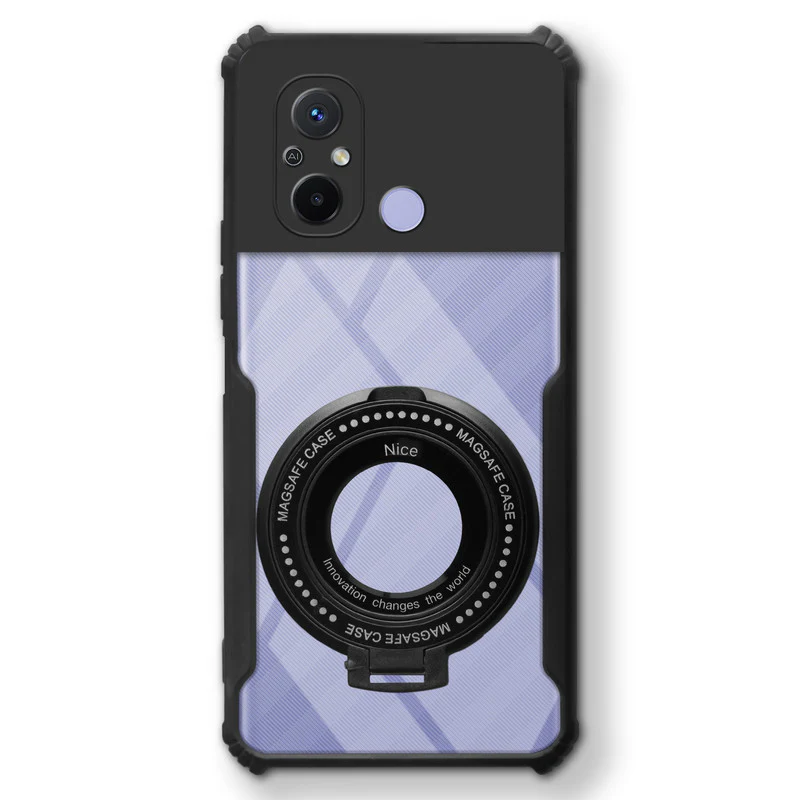 Premium Acrylic Transparent Case with Matte Ring Holder Kickstand Back Cover for Redmi 12C - Image 3