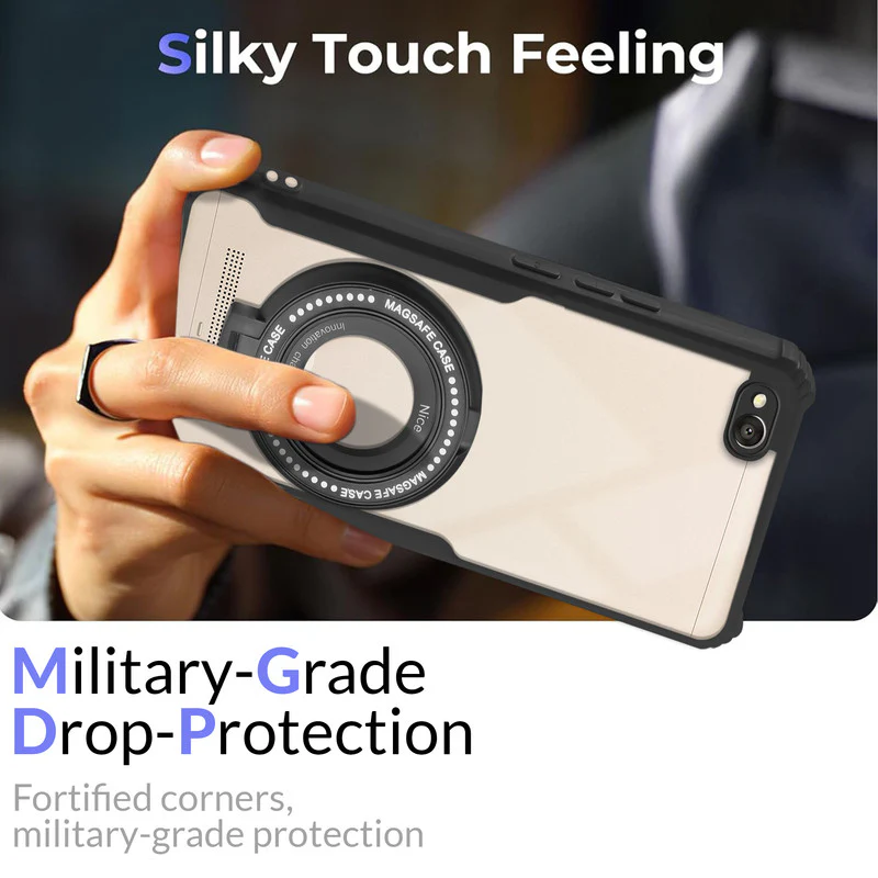 Premium Acrylic Transparent Case with Matte Ring Holder Kickstand Back Cover for Redmi 4A - Image 6