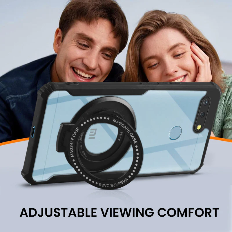 Premium Acrylic Transparent Case with Matte Ring Holder Kickstand Back Cover for Redmi 6 - Image 5