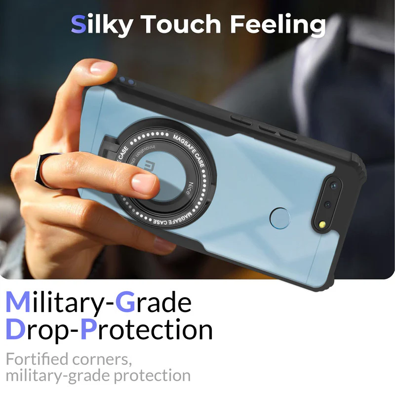 Premium Acrylic Transparent Case with Matte Ring Holder Kickstand Back Cover for Redmi 6 - Image 6