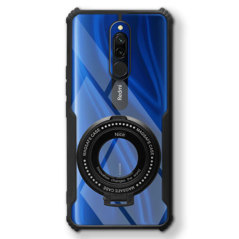 Premium Acrylic Transparent Case with Matte Ring Holder Kickstand Back Cover for Redmi 8 - Image 3