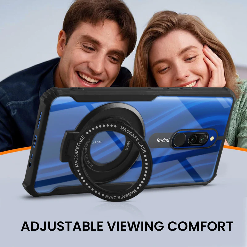 Premium Acrylic Transparent Case with Matte Ring Holder Kickstand Back Cover for Redmi 8 - Image 5