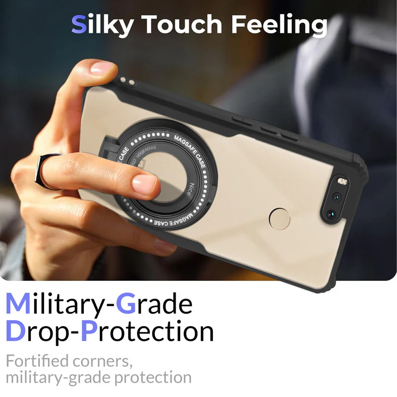 Premium Acrylic Transparent Case with Matte Ring Holder Kickstand Back Cover for Redmi A1 Old - Image 6
