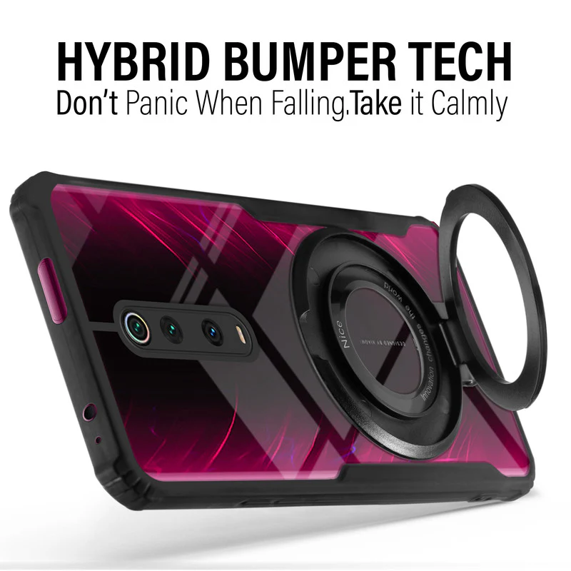 Premium Acrylic Transparent Case with Matte Ring Holder Kickstand Back Cover for Redmi K20 - Image 4