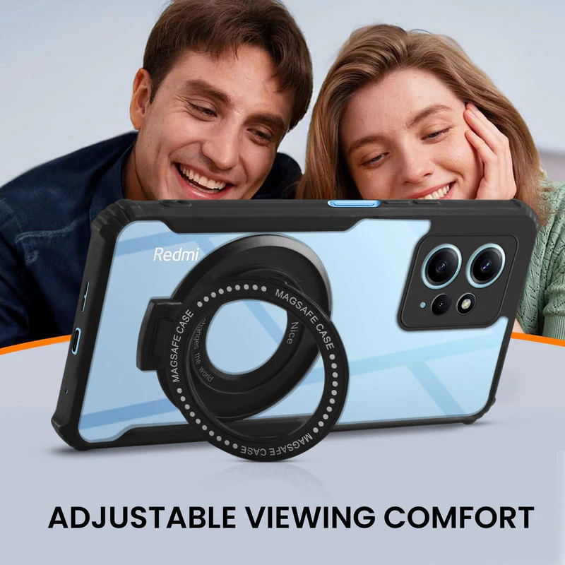 Premium Acrylic Transparent Case with Matte Ring Holder Kickstand Back Cover for Redmi Note 12 4G - Image 5
