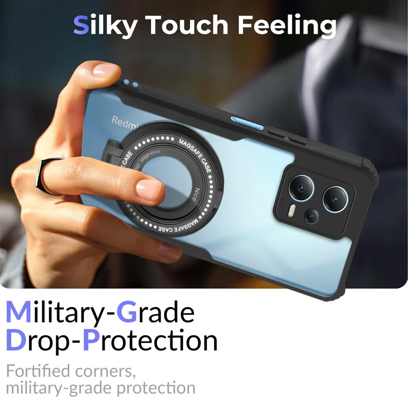 Premium Acrylic Transparent Case with Matte Ring Holder Kickstand Back Cover for Redmi Note 12 Pro Plus 5G - Image 6