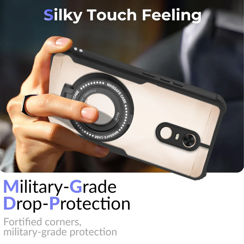 Premium Acrylic Transparent Case with Matte Ring Holder Kickstand Back Cover for Redmi Note 5 - Image 6