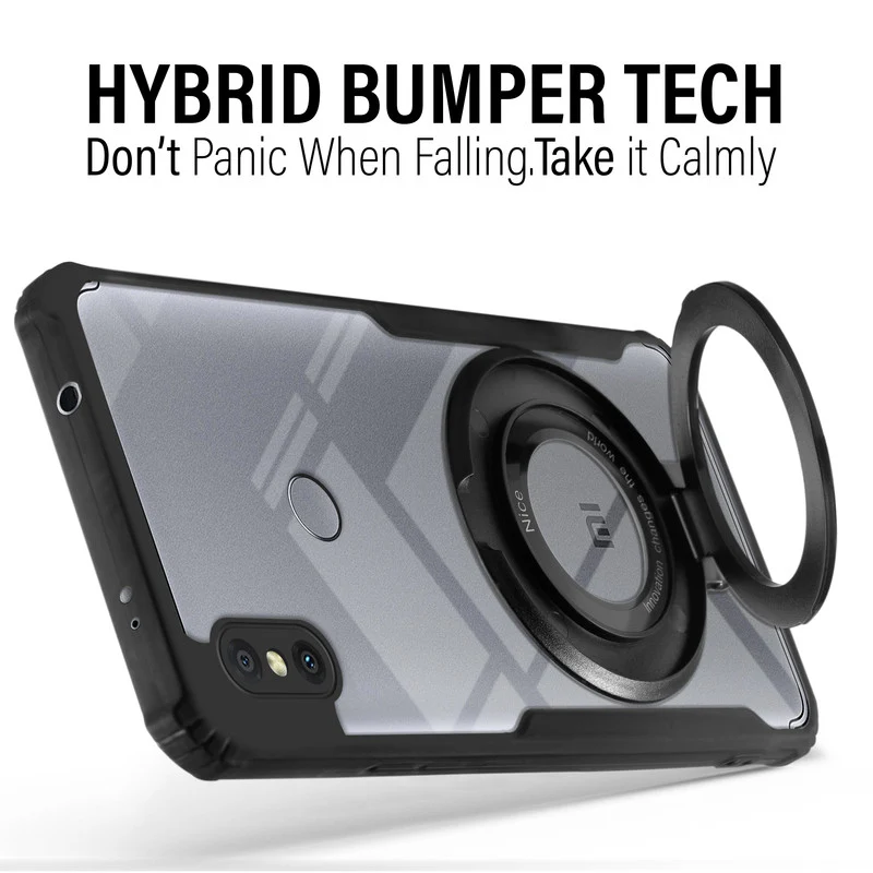 Premium Acrylic Transparent Case with Matte Ring Holder Kickstand Back Cover for Redmi Y2 - Image 4