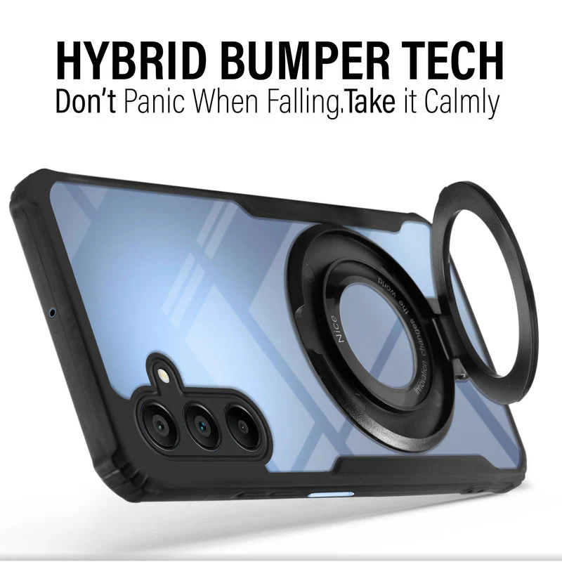 Premium Acrylic Transparent Case with Matte Ring Holder Kickstand Back Cover for Samsung A15 5G - Image 4