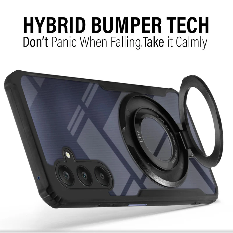Premium Acrylic Transparent Case with Matte Ring Holder Kickstand Back Cover for Samsung A25 5G - Image 4