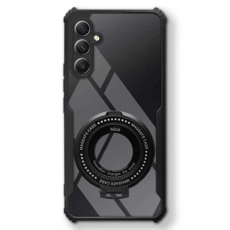 Premium Acrylic Transparent Case with Matte Ring Holder Kickstand Back Cover for Samsung A34 5G - Image 3