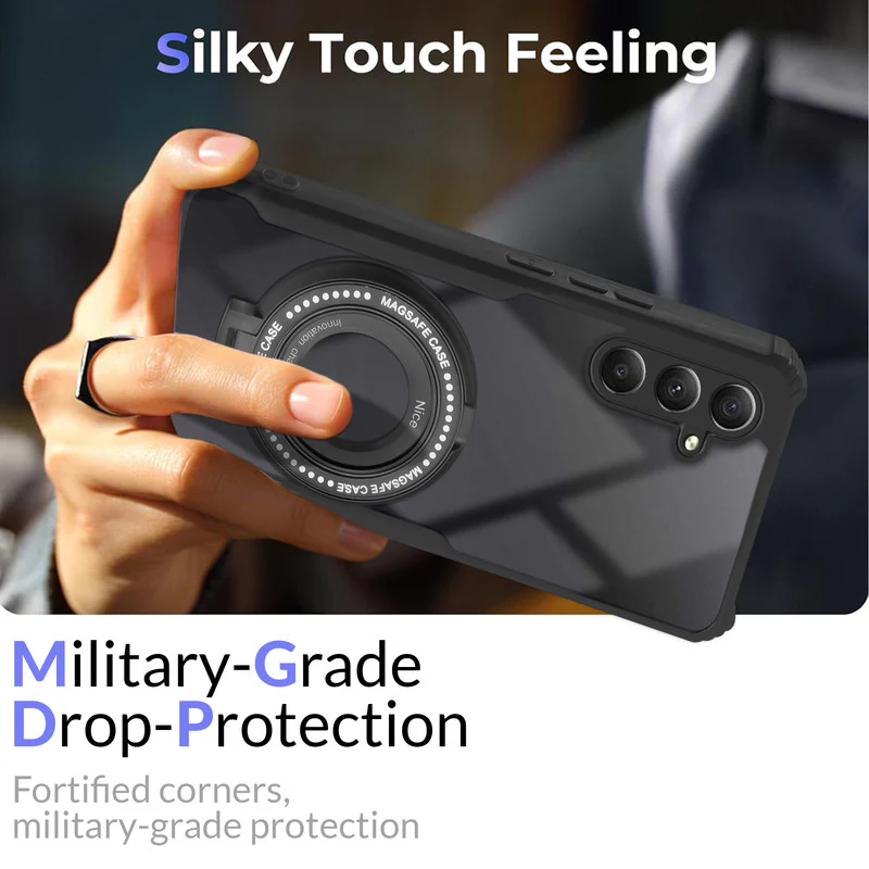 Premium Acrylic Transparent Case with Matte Ring Holder Kickstand Back Cover for Samsung A34 5G - Image 6
