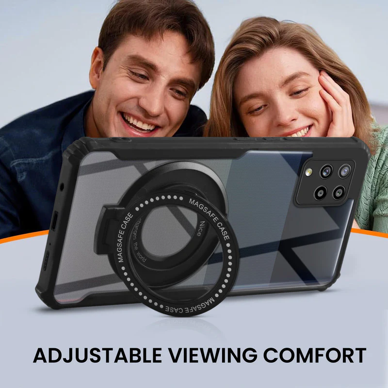 Premium Acrylic Transparent Case with Matte Ring Holder Kickstand Back Cover for Samsung A42 5G - Image 5