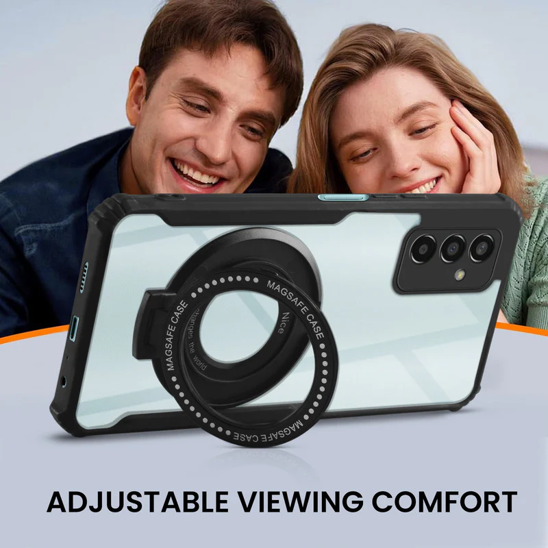 Premium Acrylic Transparent Case with Matte Ring Holder Kickstand Back Cover for Samsung F13 5G - Image 5