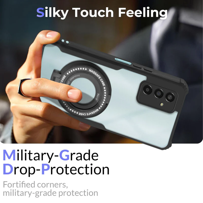 Premium Acrylic Transparent Case with Matte Ring Holder Kickstand Back Cover for Samsung F13 5G - Image 6