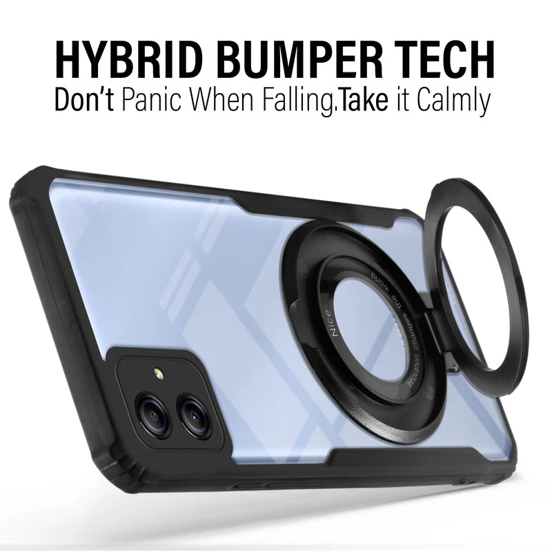 Premium Acrylic Transparent Case with Matte Ring Holder Kickstand Back Cover for Samsung M04 - Image 4