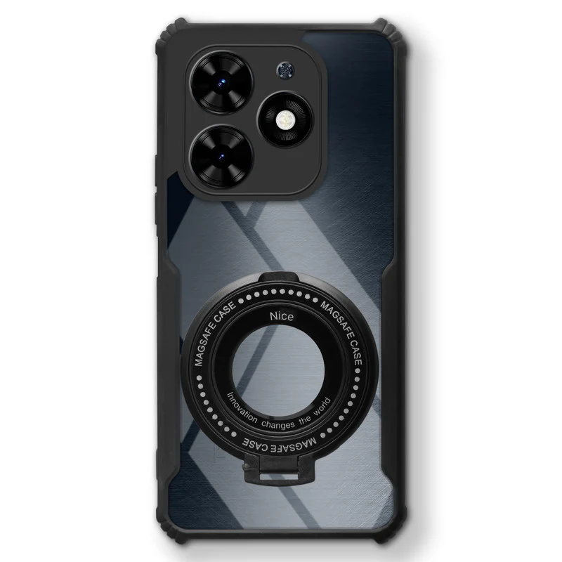 Premium Acrylic Transparent Case with Matte Ring Holder Kickstand Back Cover for Tecno Spark Go 2024 - Image 3