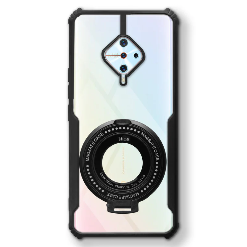 Premium Acrylic Transparent Case with Matte Ring Holder Kickstand Back Cover for Vivo S1 Pro - Image 3