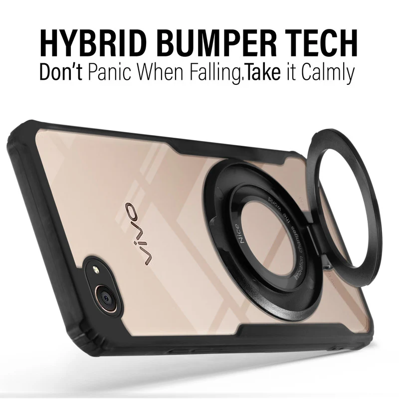 Premium Acrylic Transparent Case with Matte Ring Holder Kickstand Back Cover for Vivo V5 - Image 4