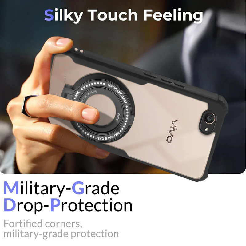 Premium Acrylic Transparent Case with Matte Ring Holder Kickstand Back Cover for Vivo V5 - Image 6