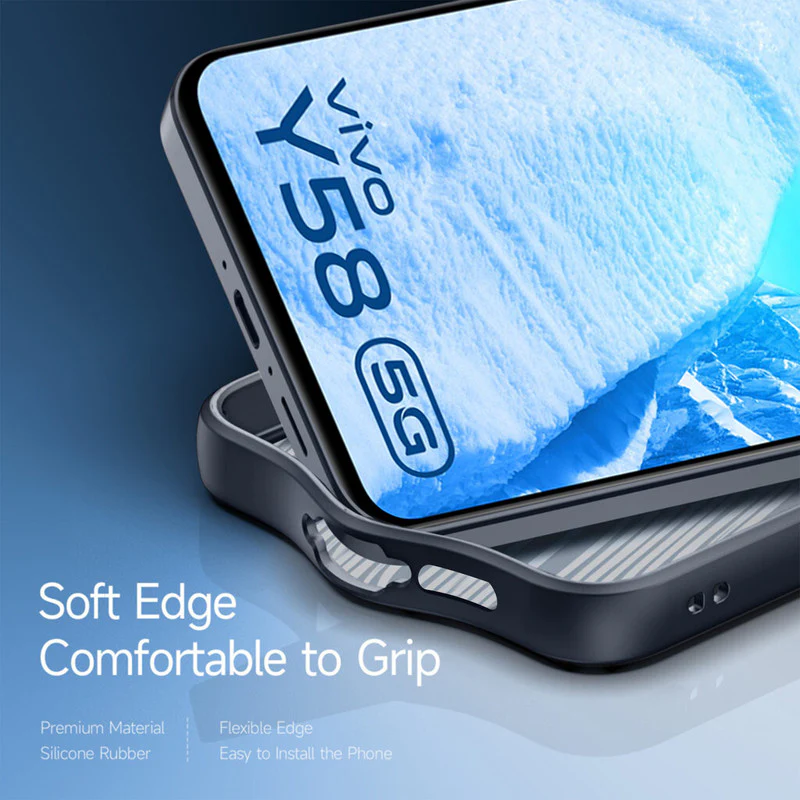 Premium Back Cover With Silicon Soft Framed Edges & Clear Back Cover For Vivo Y58 5G - Image 3