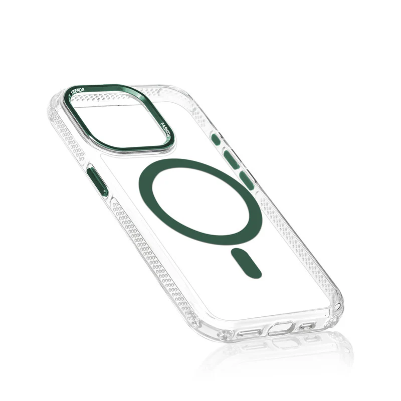 Premium Crystal Clear Hard Back Case For Apple iPhone 15 Pro Max with Strong Wireless Charging Support Magnet & Colored Metal finish Ring Camera Protection - Image 23