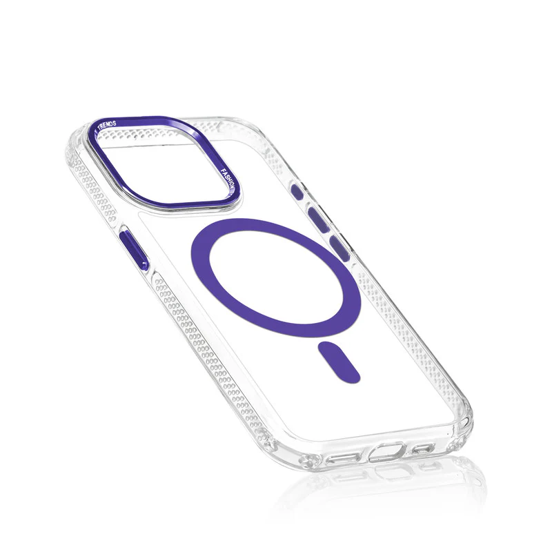 Premium Crystal Clear Hard Back Case For Apple iPhone 15 Pro with Strong Wireless Charging Support Magnet & Colored Metal finish Ring Camera Protection - Image 11