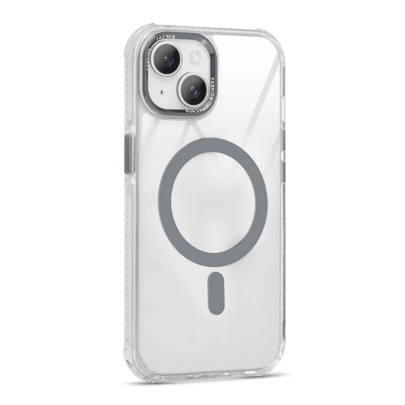 Premium Crystal Clear Hard Back Case For Apple iPhone 15 with Strong Wireless Charging Support Magnet & Colored Metal finish Ring Camera Protection - Image 18