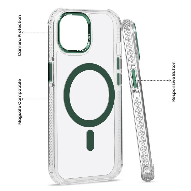 Premium Crystal Clear Hard Back Case For Apple iPhone 15 with Strong Wireless Charging Support Magnet & Colored Metal finish Ring Camera Protection - Image 22