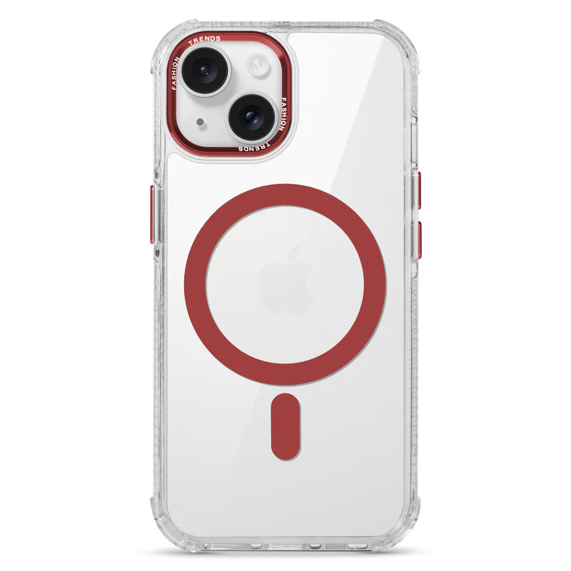 Premium Crystal Clear Hard Back Case For Apple iPhone 15 with Strong Wireless Charging Support Magnet & Colored Metal finish Ring Camera Protection - Image 27