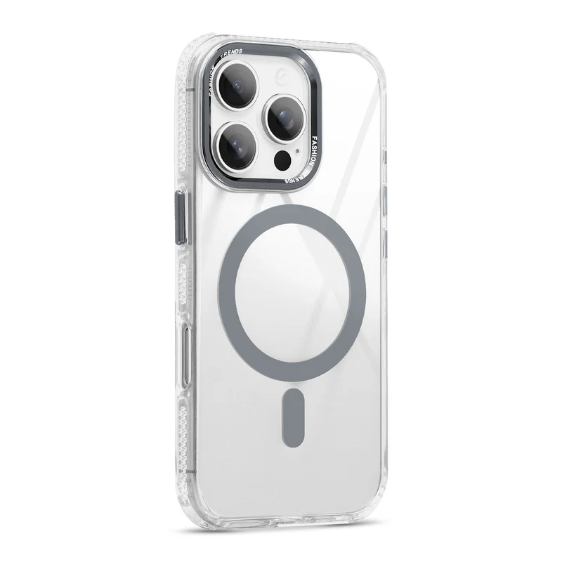Premium Crystal Clear Hard Back Case For Apple iphone 16 Pro Max with Strong Wireless Charging Support Magnet & Colored Metal finish Ring Camera Protection - Image 18