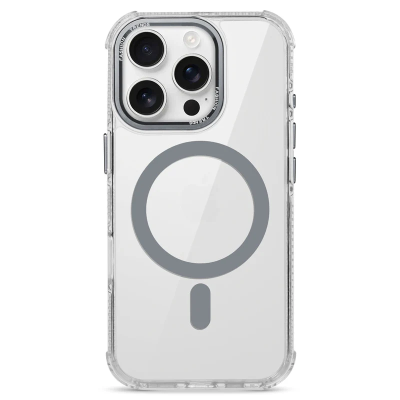 Premium Crystal Clear Hard Back Case For Apple iPhone 16 Pro with Strong Wireless Charging Support Magnet & Colored Metal finish Ring Camera Protection - Image 15
