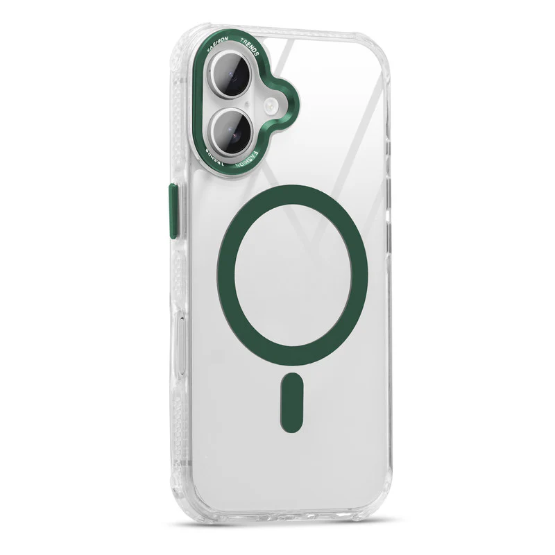 Premium Crystal Clear Hard Back Case For Apple iPhone 16 with Strong Wireless Charging Support Magnet & Colored Metal finish Ring Camera Protection - Image 24
