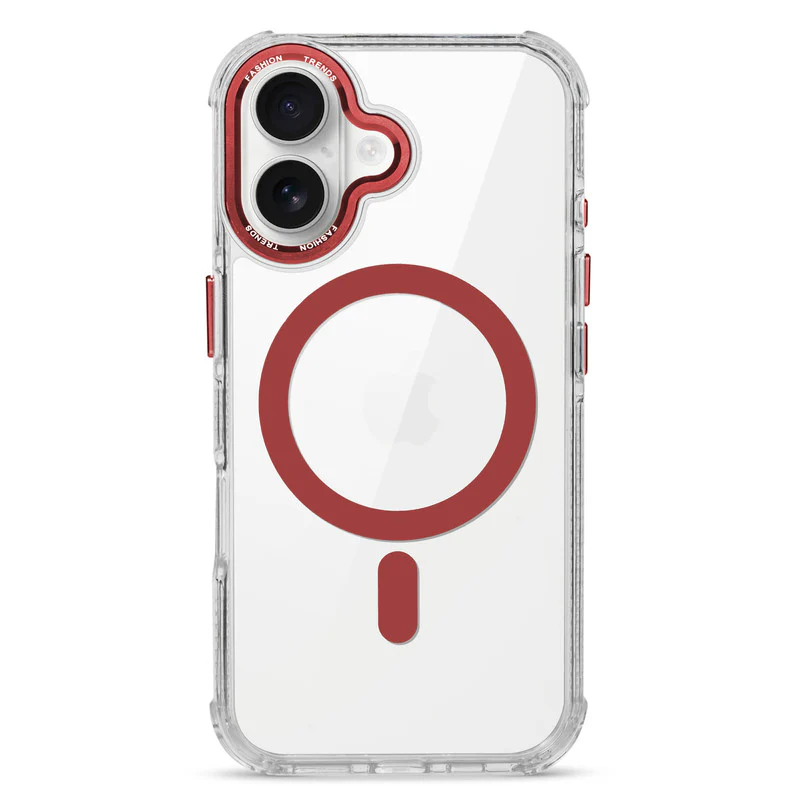 Premium Crystal Clear Hard Back Case For Apple iPhone 16 with Strong Wireless Charging Support Magnet & Colored Metal finish Ring Camera Protection - Image 27