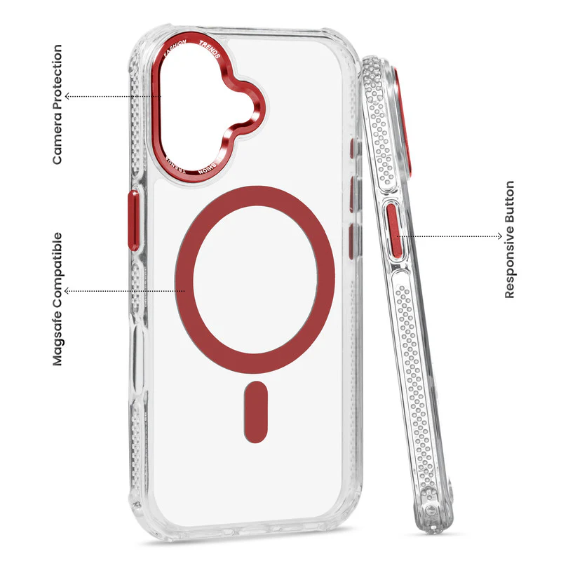 Premium Crystal Clear Hard Back Case For Apple iPhone 16 with Strong Wireless Charging Support Magnet & Colored Metal finish Ring Camera Protection - Image 28