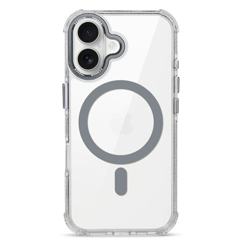 Premium Crystal Clear Hard Back Case For Apple iPhone 16 with Strong Wireless Charging Support Magnet & Colored Metal finish Ring Camera Protection - Image 3